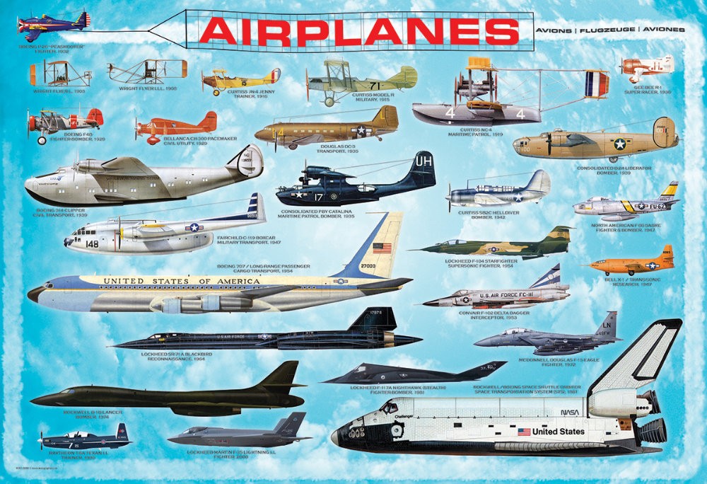 Puzzle 100 piese Airplanes