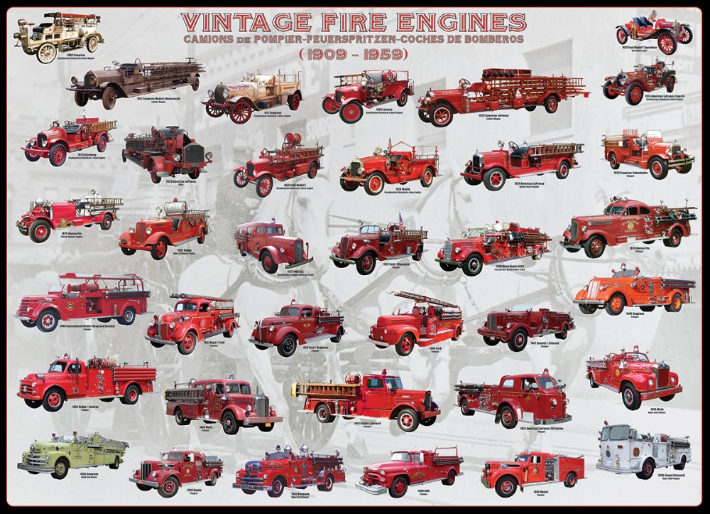 Puzzle 1000 piese Vintage Fire Engines (mare)