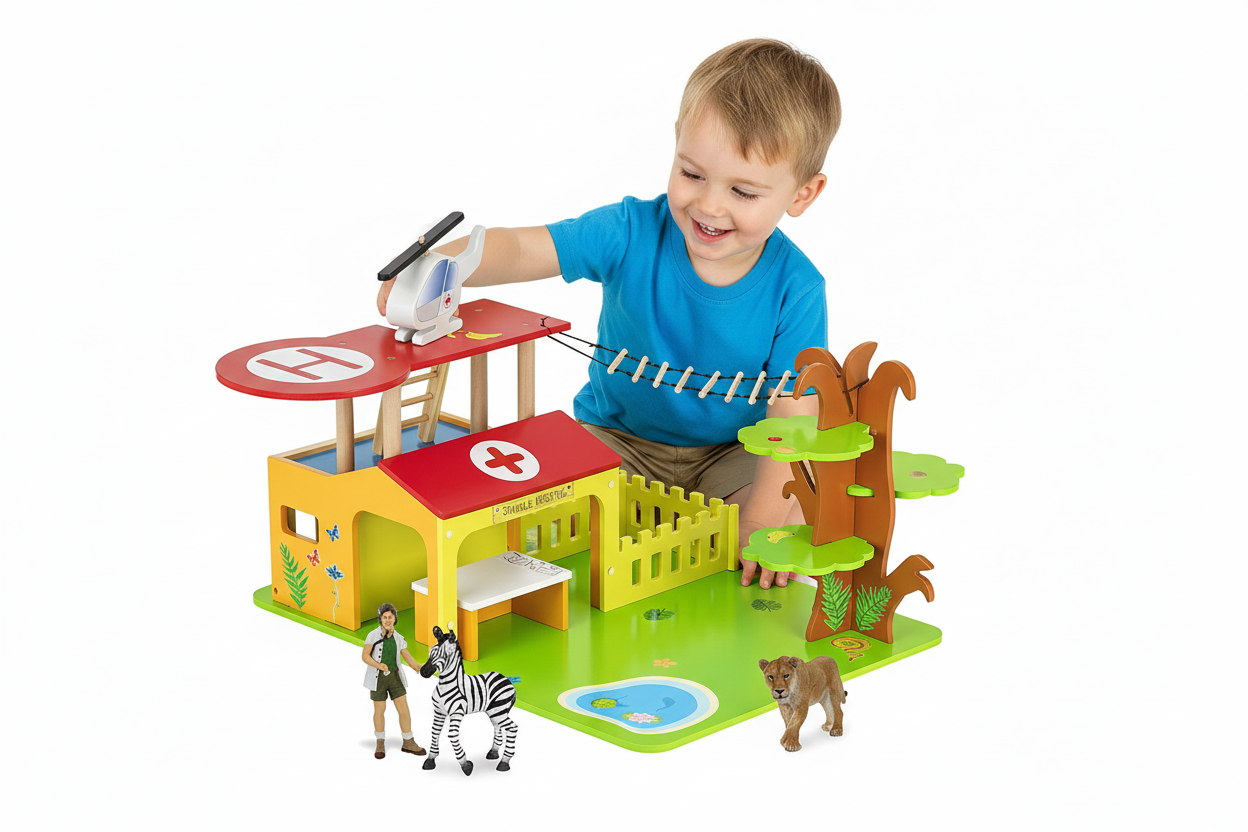 set joaca papo spital savana cu figurine  animale sălbatice