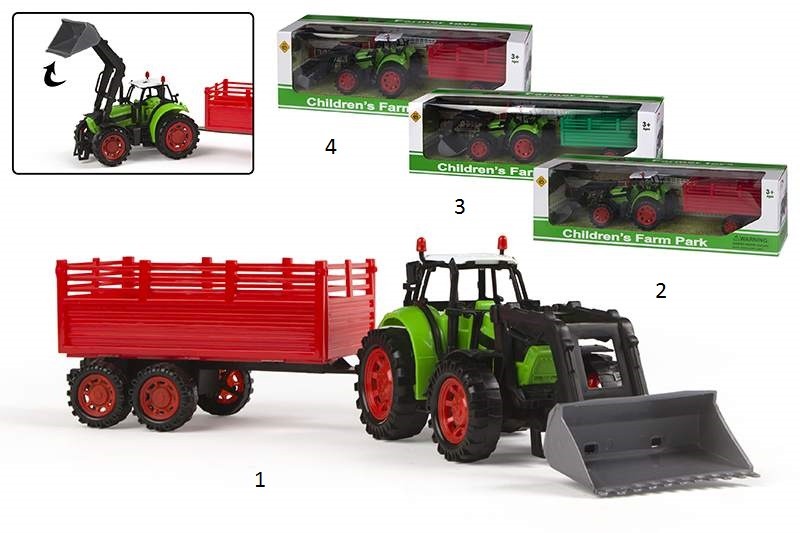 Jucărie fermă realistă pentru copii – tractor cu remorcă