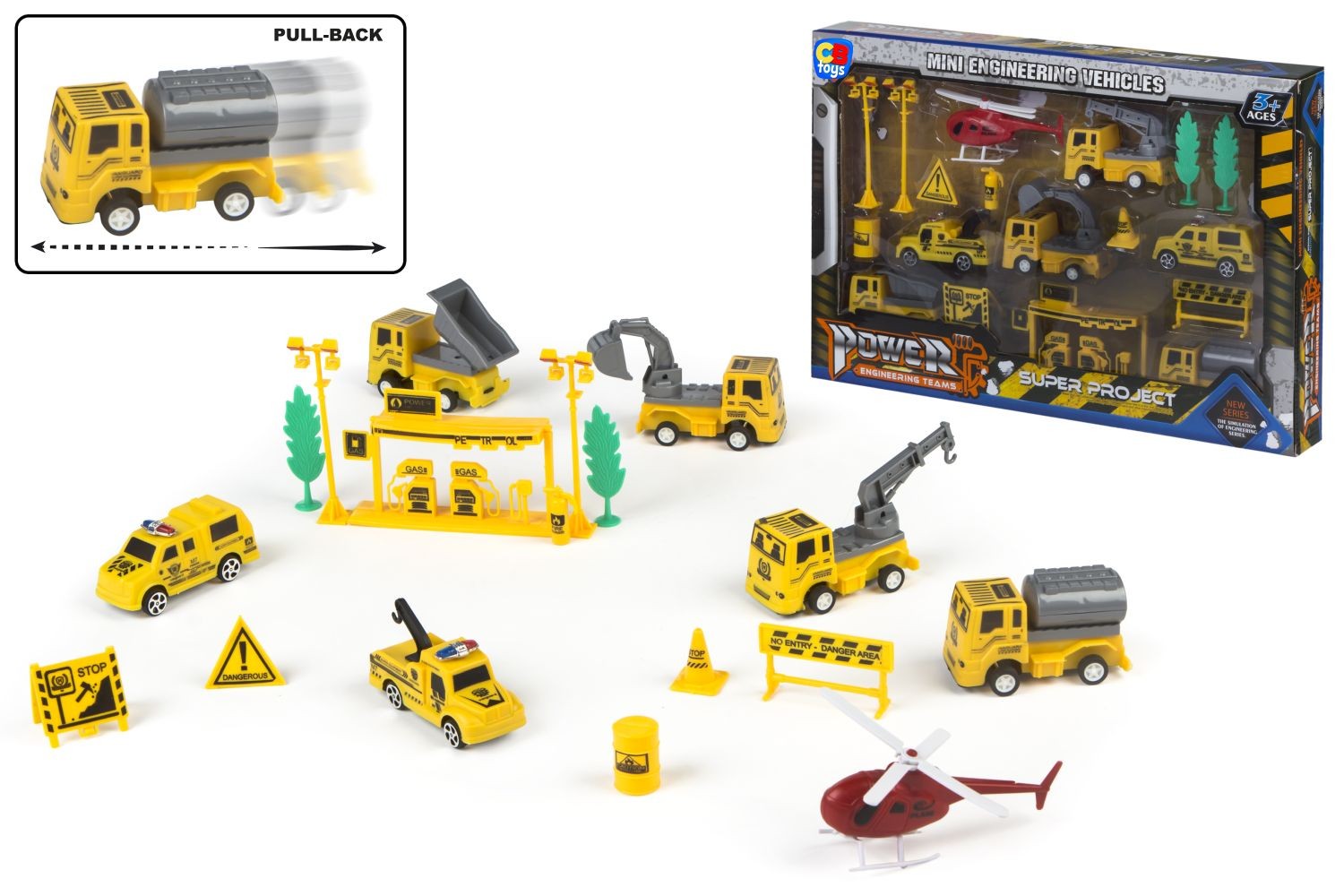 Joc constructii cu vehicule pull-back