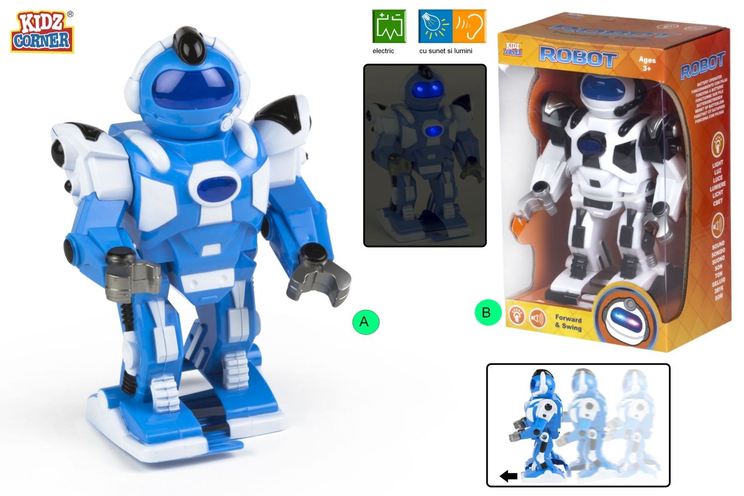 Robot albastru pentru copii – jucărie educativă și distractivă