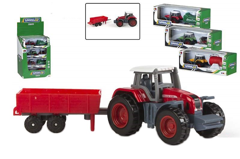 Jucărie mini tractor metalic cu utilaj agricol