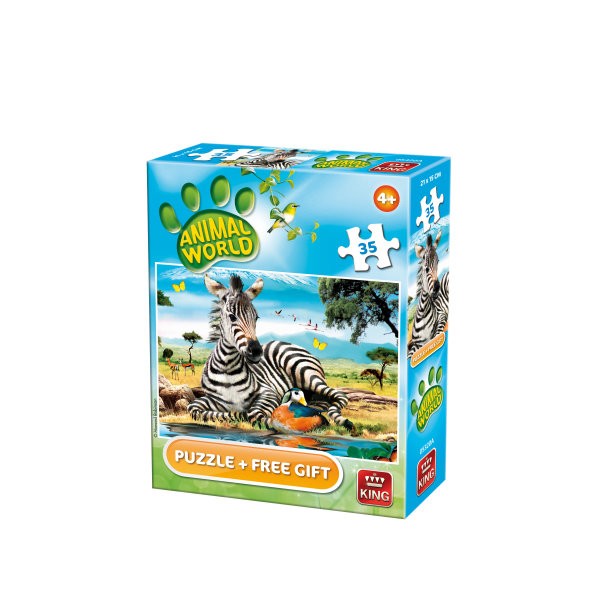 Puzzle 35 piese animale cu figurina