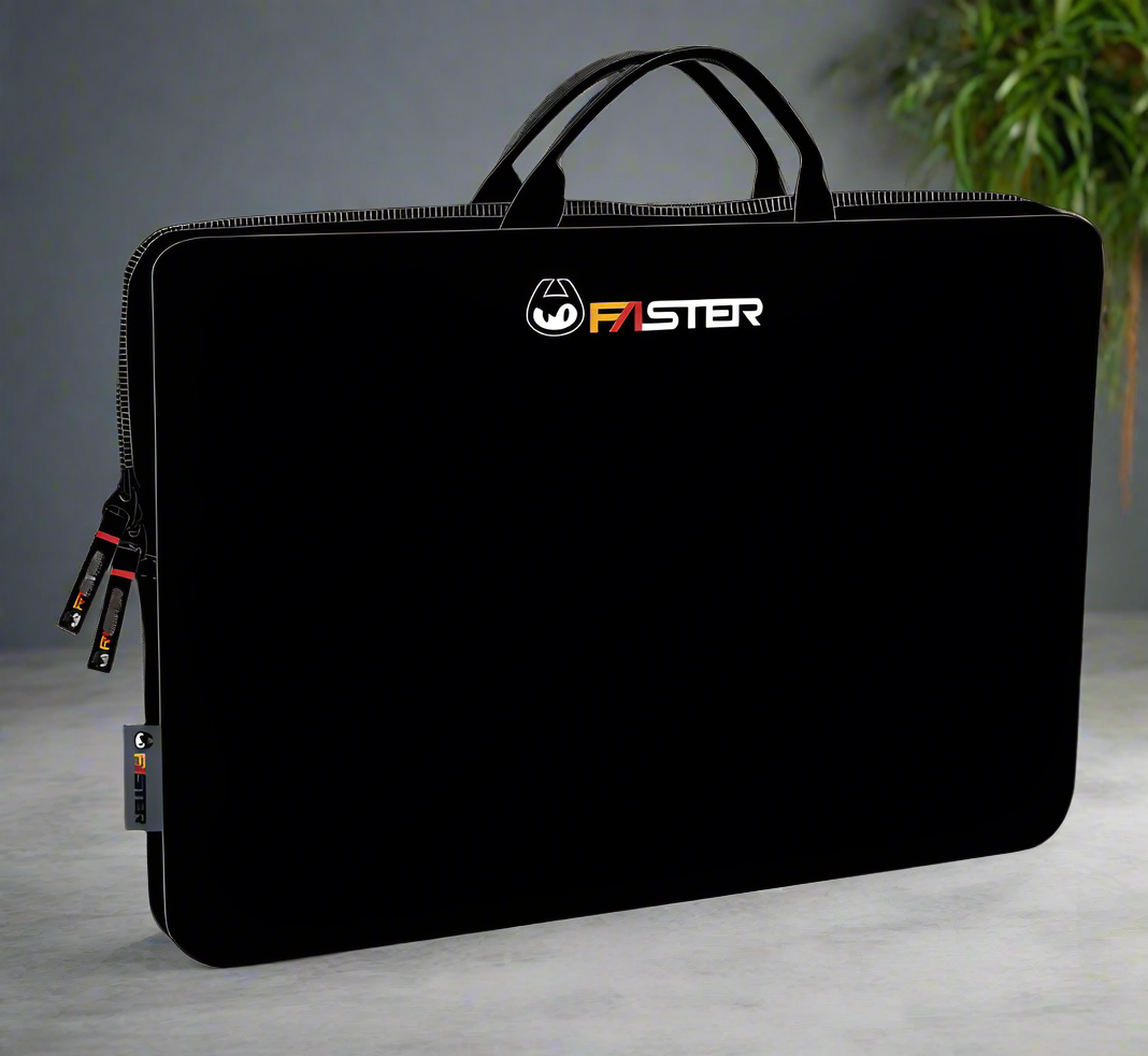 Geantă laptop neagră FASTer elegantă cu fermoare personalizate – design minimalist pentru afaceri moderne