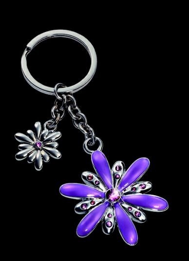 Breloc - Floare mov cu strass