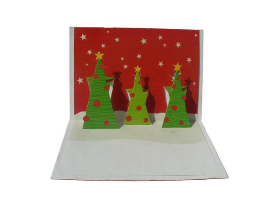 Felicitare 3D ORIGAMI - Brazi de Sarbatori - Nitzi.ro