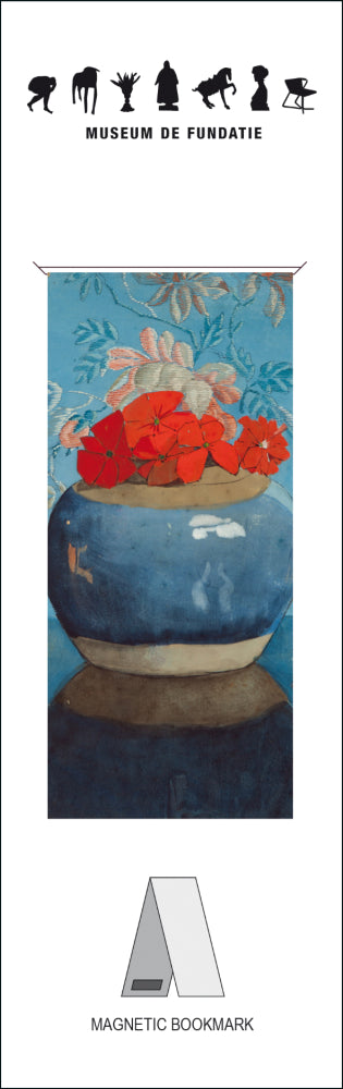 Semn carte magnetic Red geraniums in blue ginger-Jan Voerman