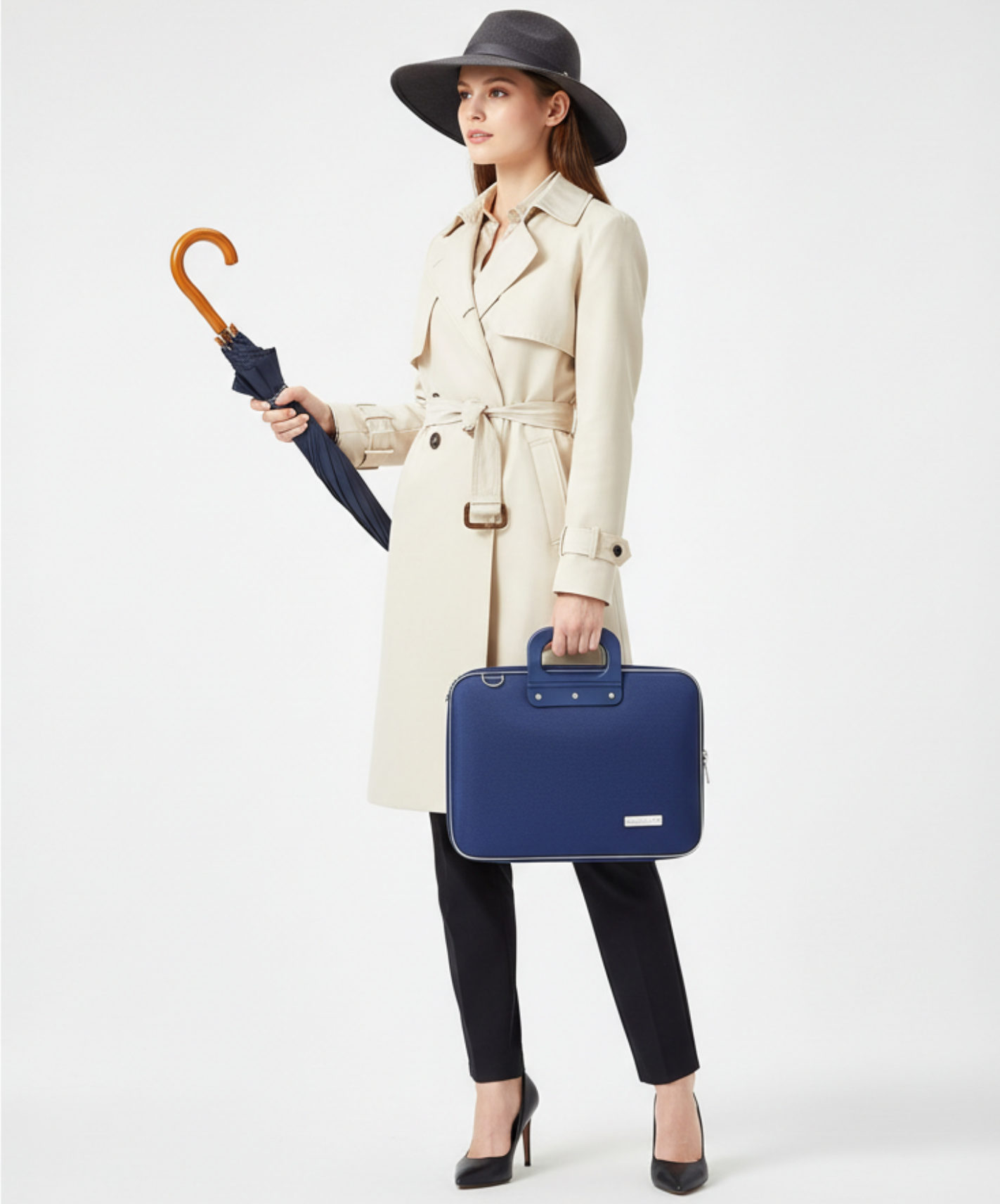 Geanta lux business laptop 13 in Nylon Bombata-Albastru cobalt