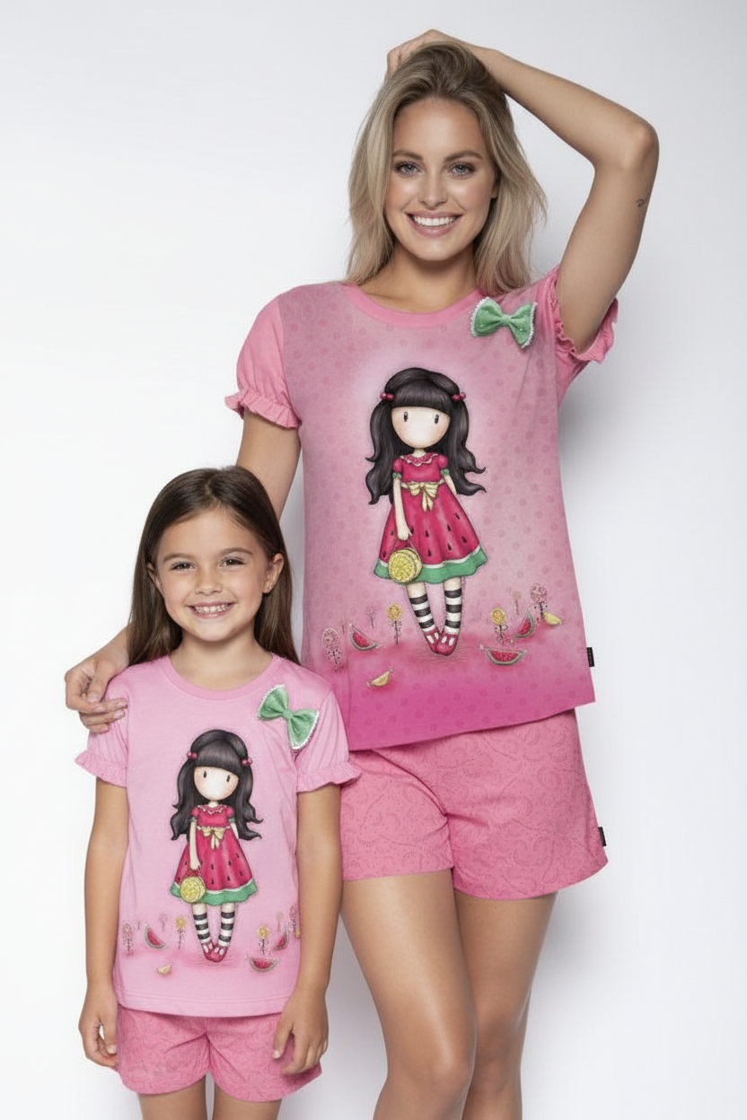 Pijama dama cu tricou Gorjuss Every Summer Has A Story, scurte