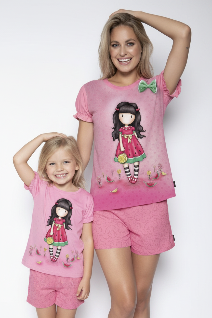 Pijama dama cu tricou Gorjuss Every Summer Has A Story, scurte