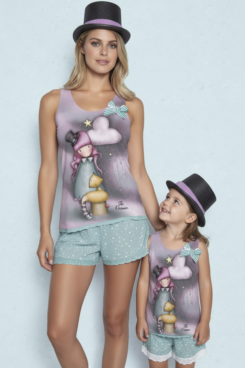 Pijama dama Gorjuss – The Dreamer relizata din bumbac 100%. Usor de întreținut