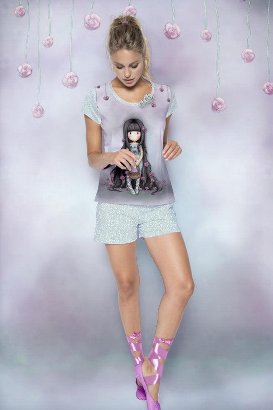 Pijama dama cu tricou Gorjuss Rosebud, scurte - Nitzi.ro