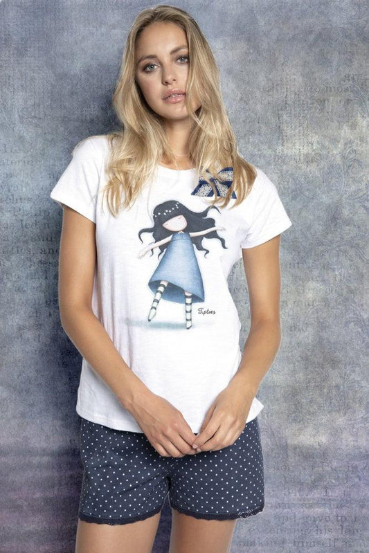Pijama dama cu tricou Gorjuss Tiptoes, scurta - Nitzi.ro