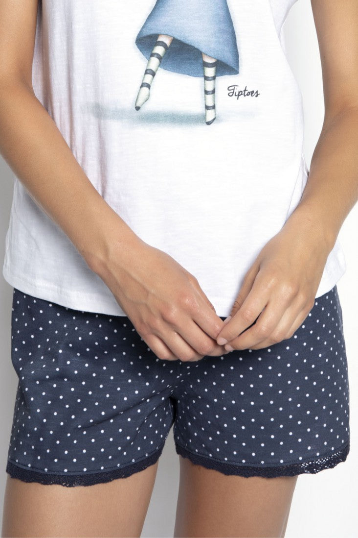 Pijama dama cu tricou Gorjuss Tiptoes, scurta - Nitzi.ro