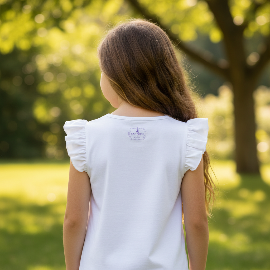 Tricoul cu volanas pentru fete model Gorjuss So Nice To Sea You pentru 8 ani