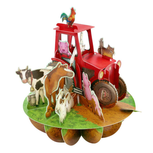 Felicitare 3D Pirouettes Santoro-Tractor si ferma animalelor - Nitzi.ro