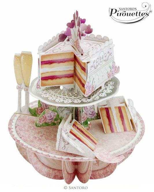Felicitare 3D Pirouettes Santoro-Tort de nunta - Nitzi.ro