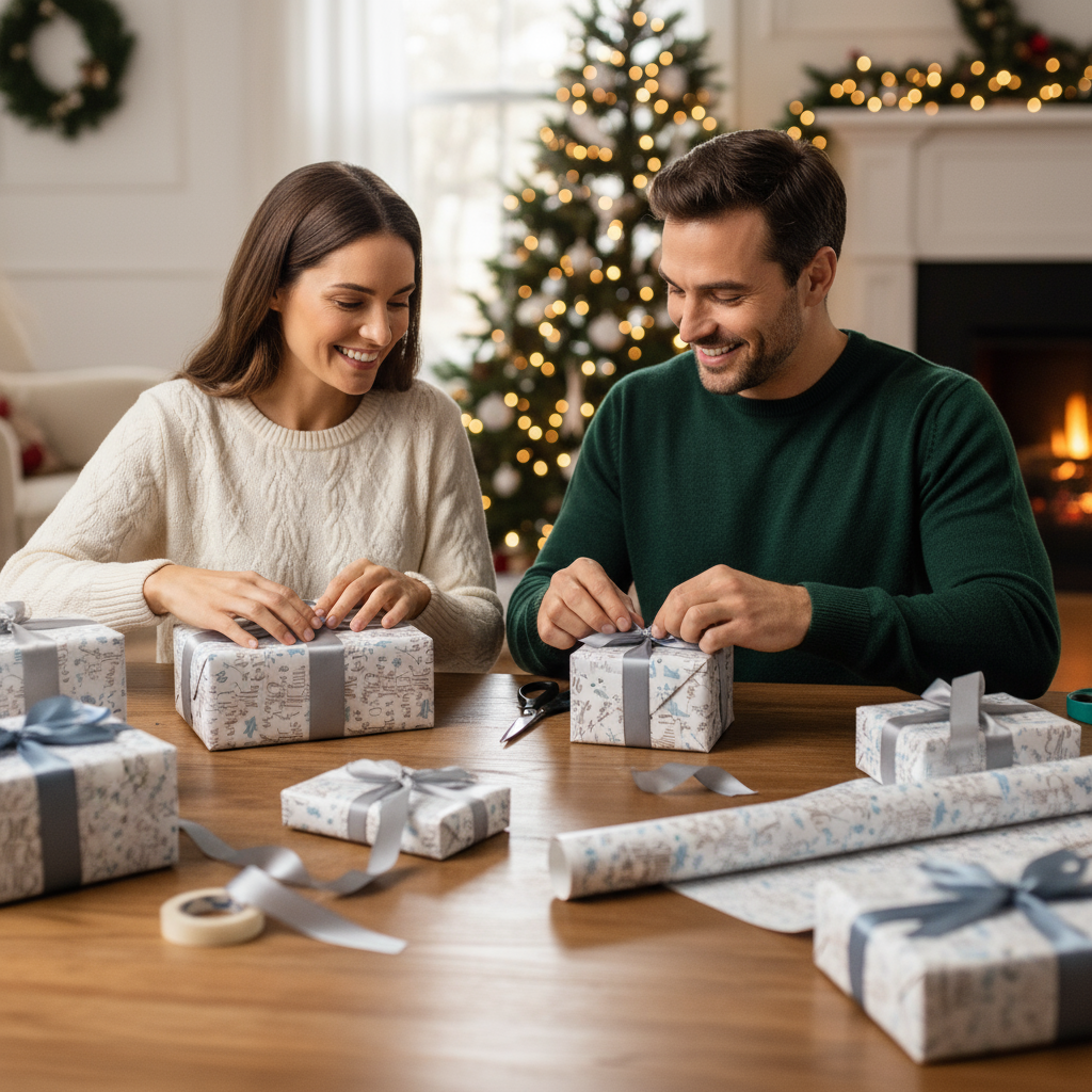 Hartie de impachetat efect folie model iarna