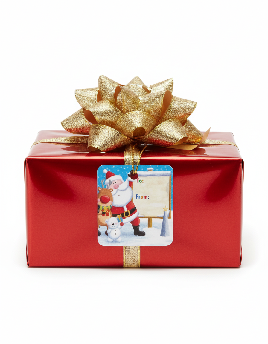 Etichete mari pentru cadourile de sarbatori cu Mos crăciun