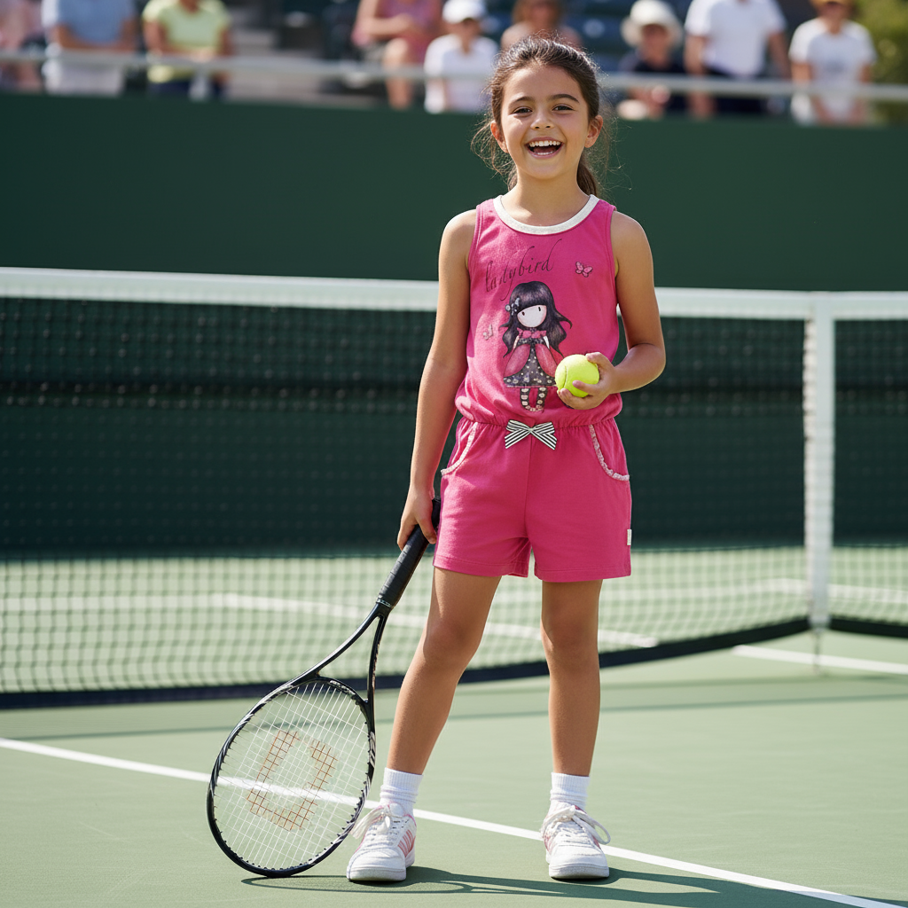 salopetă scurtă fete Gorjuss Ladybird din bumbac 100% culoare fucsia