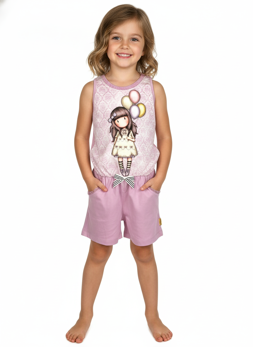 Salopetă scurtă pentru copii Gorjuss Birthday Wishes, din bumbac