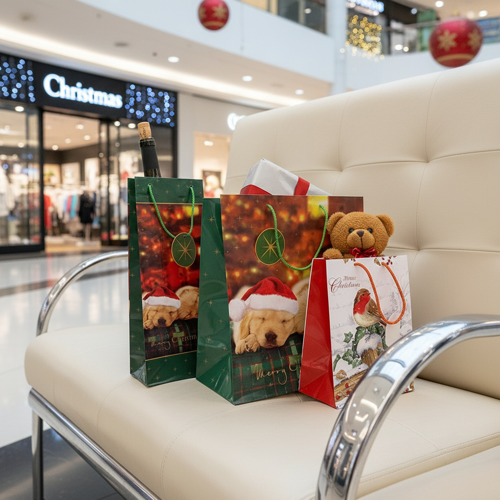 Pungi de hârtie pentru cadouri, set de 3 piese iarna