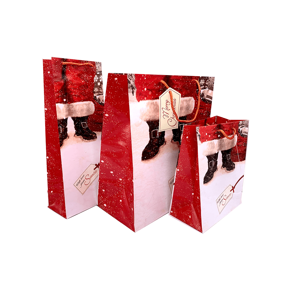 Trei pungi cadou cu modele de Crăciun – mix de dimensiuni
