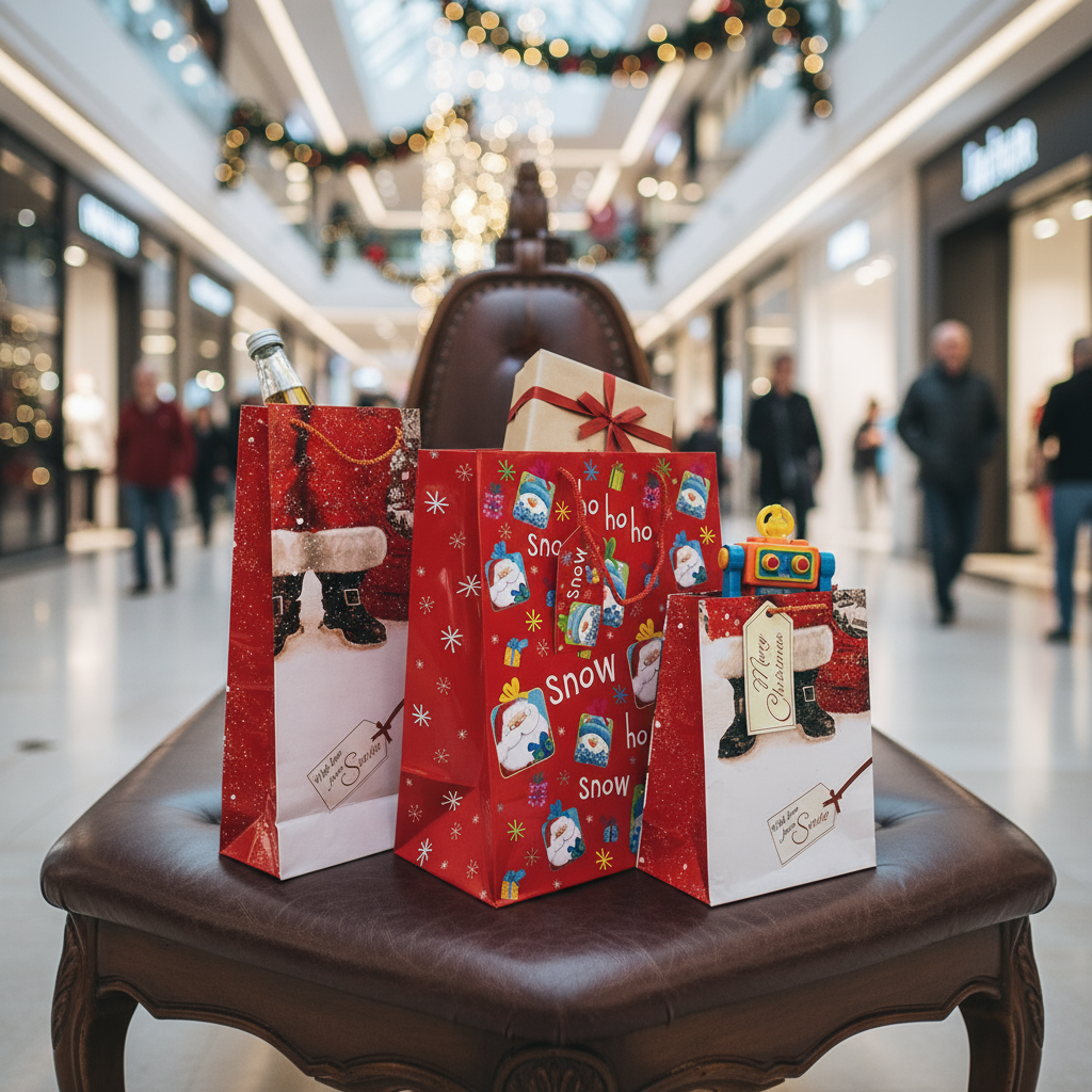 Pungi pentru cadouri iarnă în format mare, mediu și mic, vândute ca set