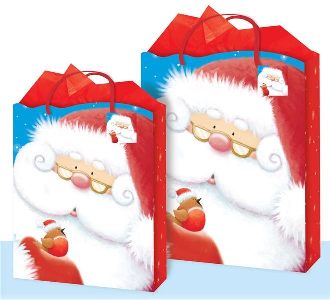 Punga iarna Mos Craciun - cu glitter L