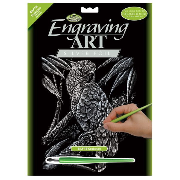Set gravura pe folie argintie Papagal