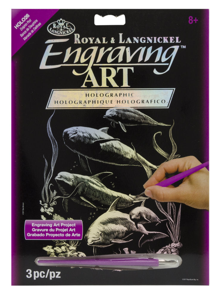 Set gravura pe folie holografica Delfin
