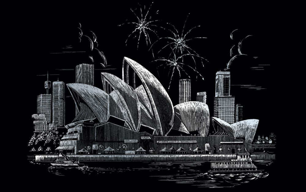 Set gravura - locuri celebre-Casa Operei din Sydney 29x39cm