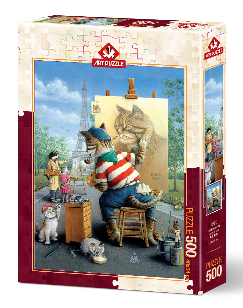 Puzzle 500 piese - The Painter Cat-Don Roth