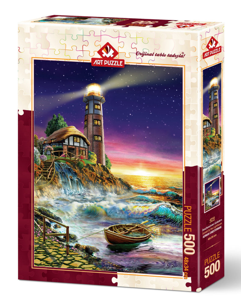 Puzzle 500 piese - Sunset By The Lighthouse-Adrian Chesterman