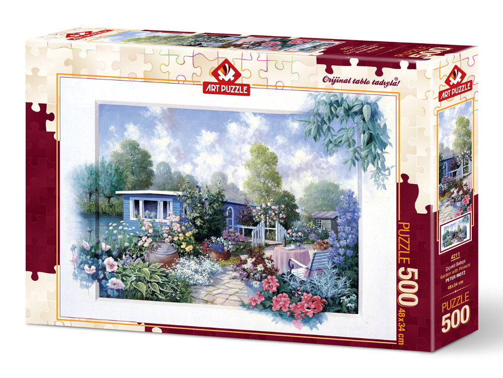 Puzzle 500 piese - Garden With Flowers-Peter Motz