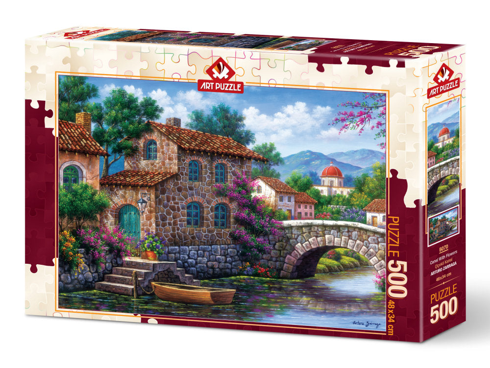 Puzzle 500 piese - Canal With Flowers-Arturo Zarraga