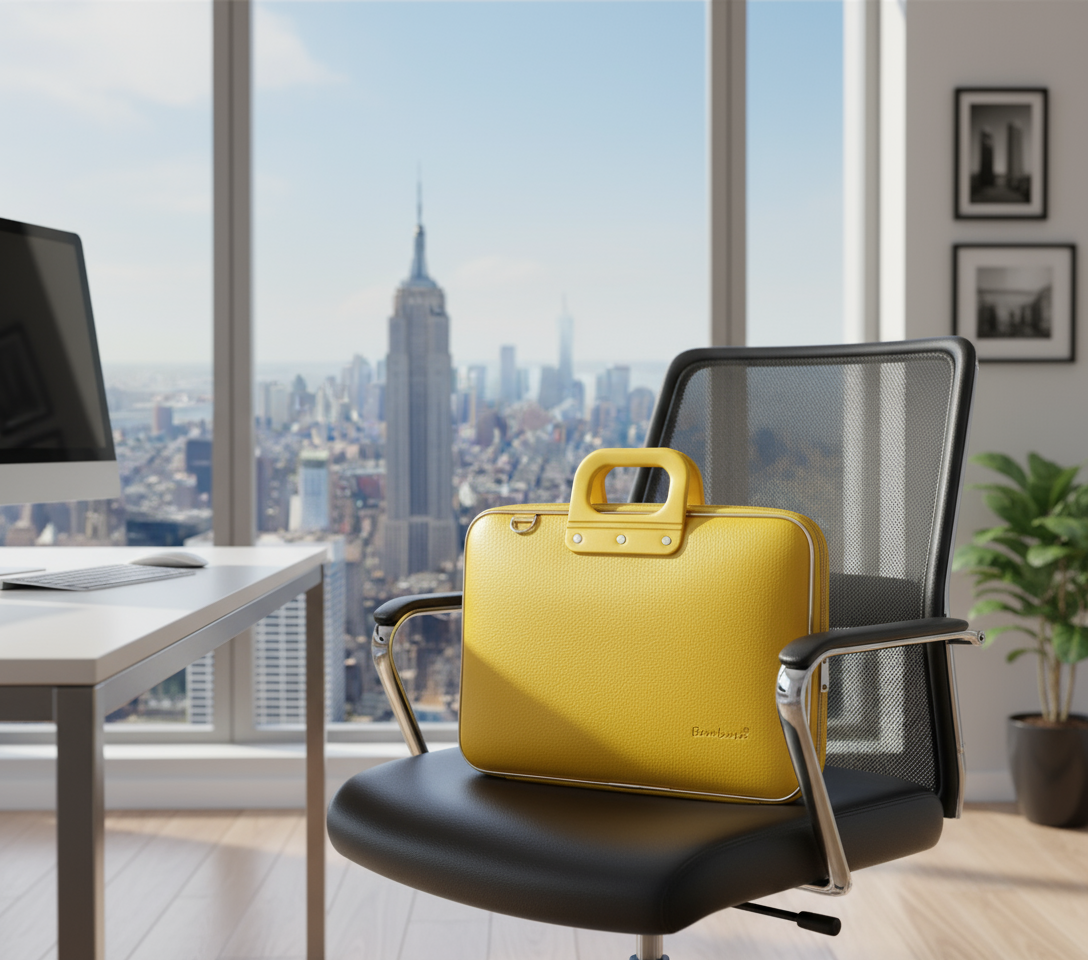 geanta laptop galbena bombata clasic-competențe la purtător 