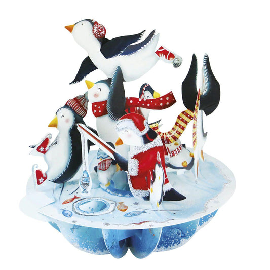 Felicitare 3D Pirouettes Santoro - Pinguinii patinatori - Nitzi.ro