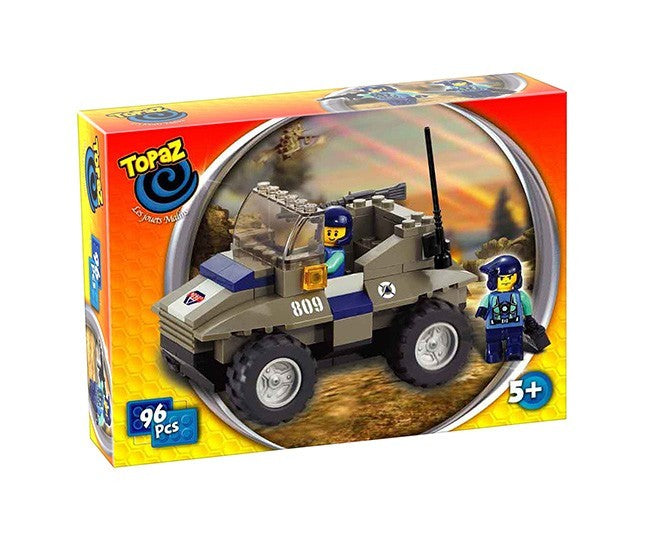 Set de construit tip lego-Masina de teren militara-96 piese