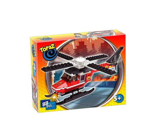Set de construit tip lego-Elicopter pompieri-88 piese