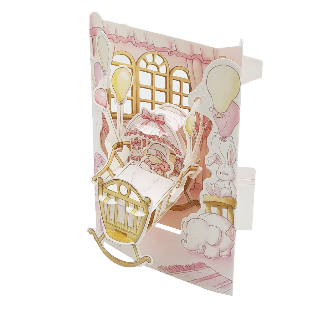 Felicitare 3D Swing Cards - Fetita in leagan