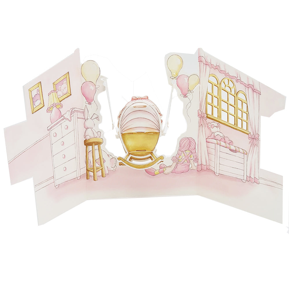 Felicitare 3D Swing Cards - Fetita in leagan