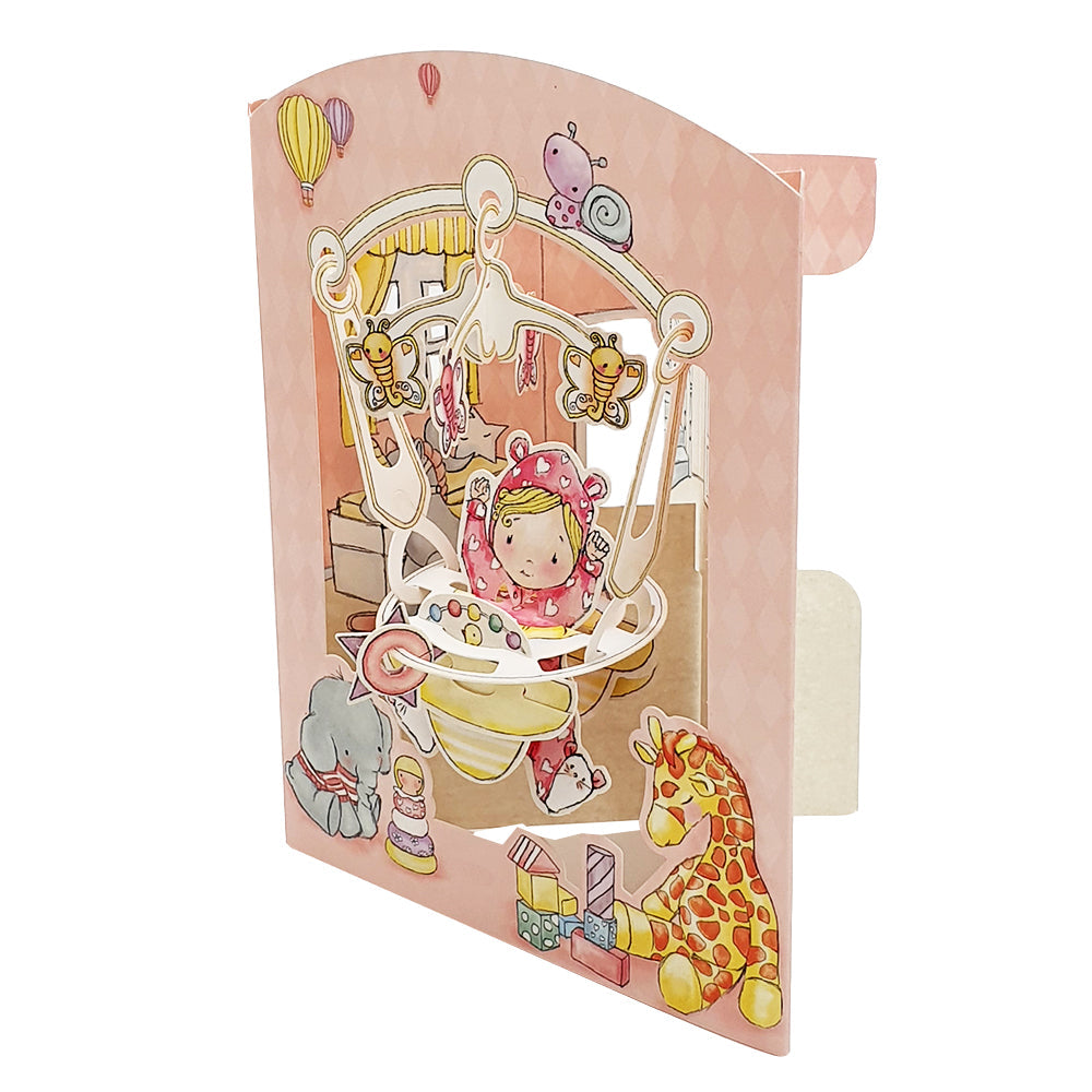 Felicitare 3D Swing Cards Fetita in balansoar