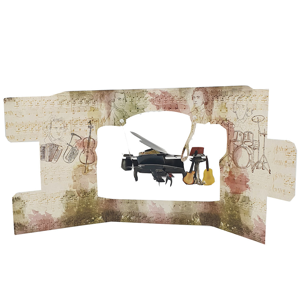 Felicitare 3D Swing Cards dinamica - Pian si muzica