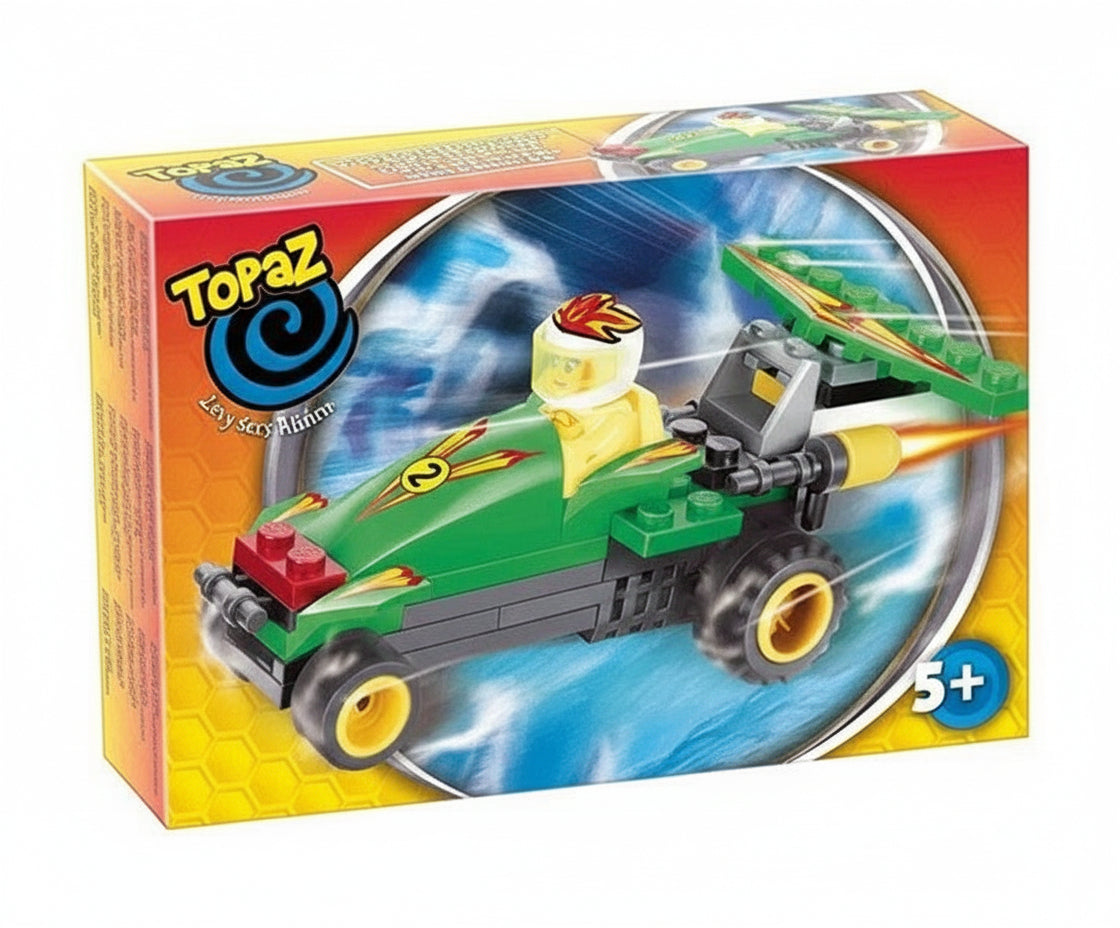 Setul de construit tip LEGO – Mașină de curse verde varsta 5 ani plus