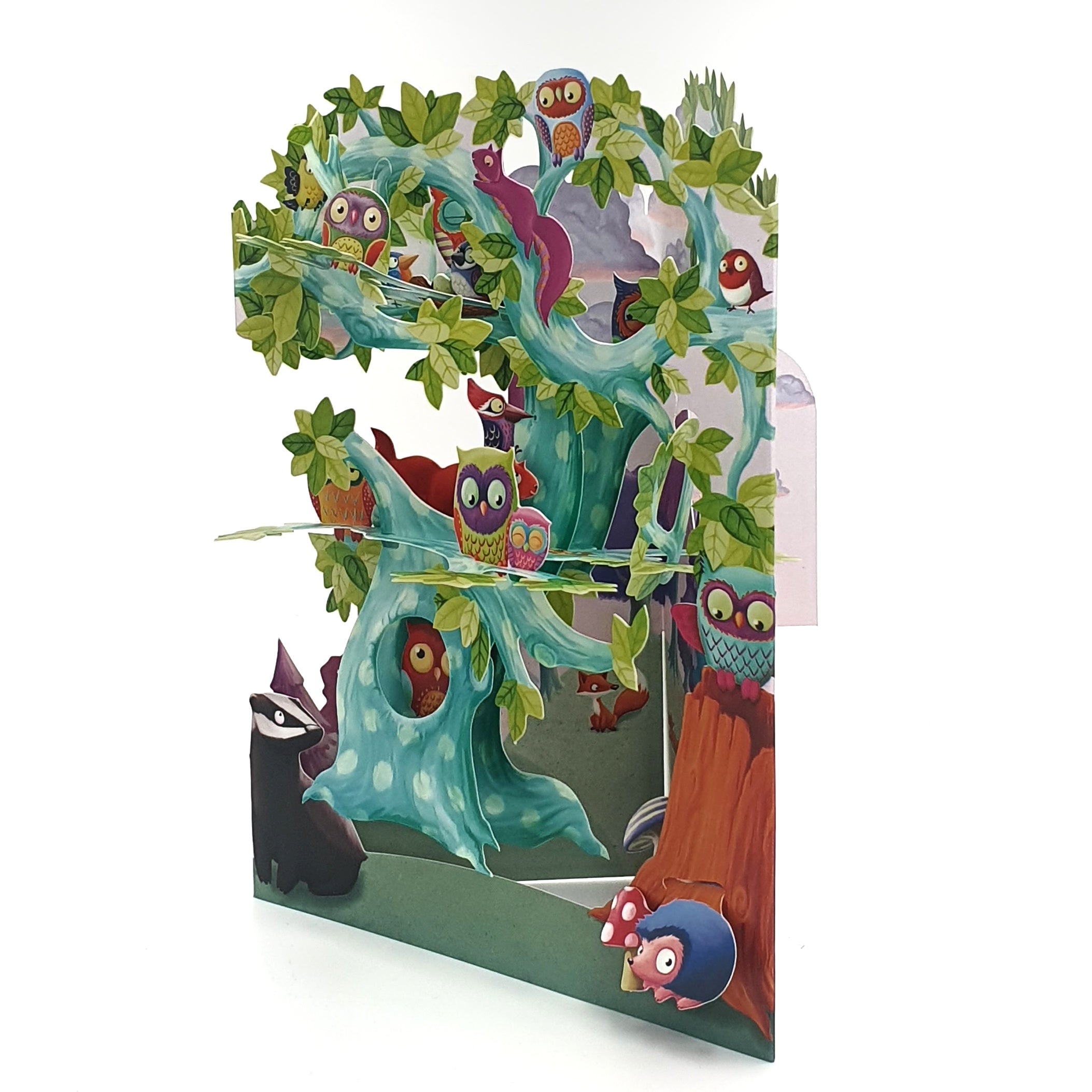 Felicitare 3D Swing Cards - Arborele pasarilor din padure