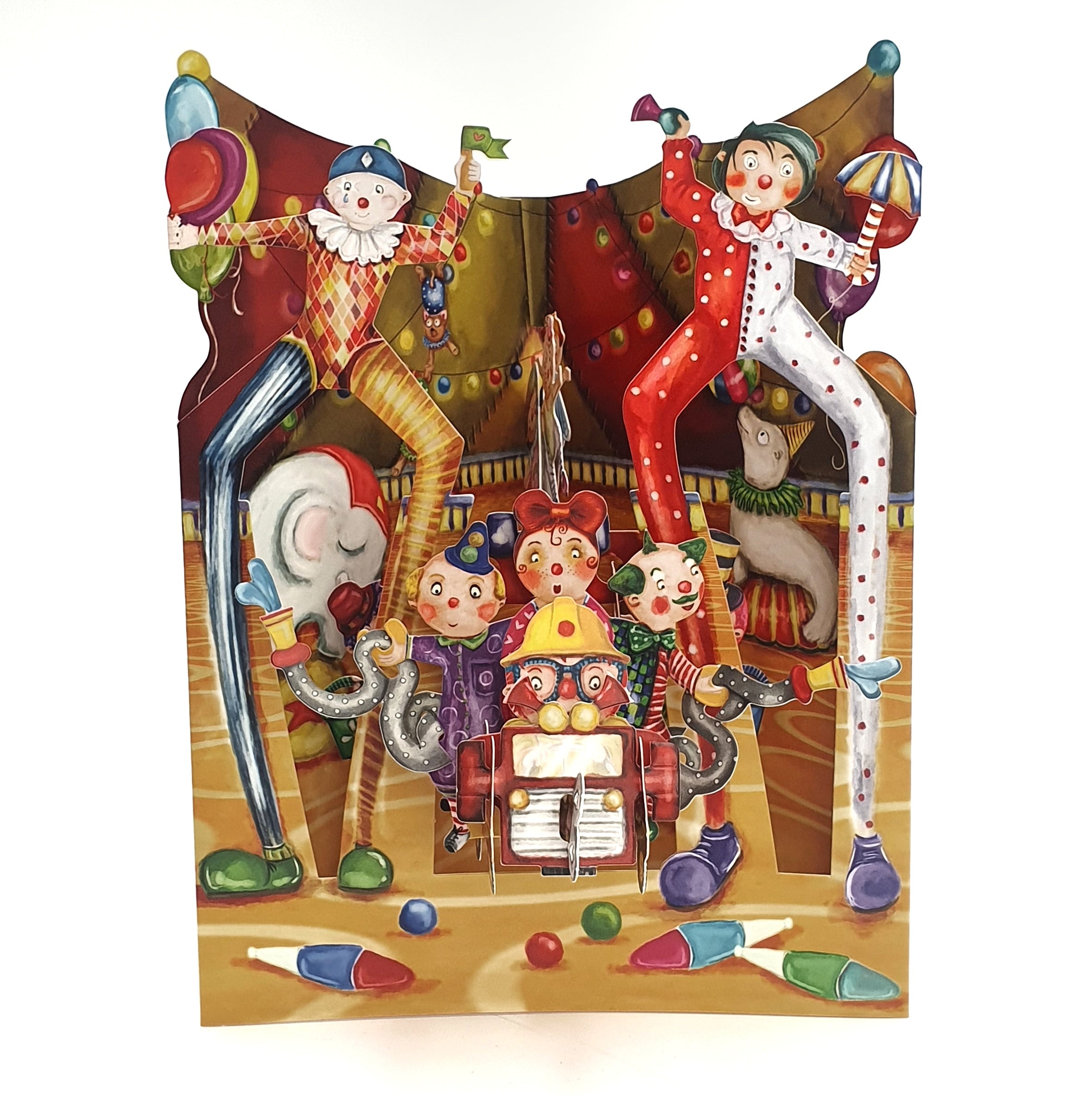 Felicitare 3D Swing Cards - Clowni la Circ