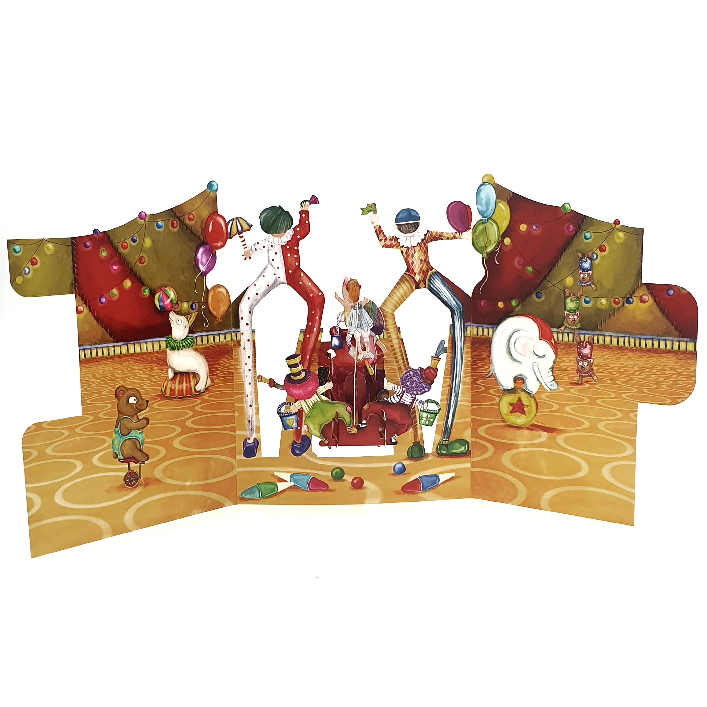 Felicitare 3D Swing Cards - Clowni la Circ