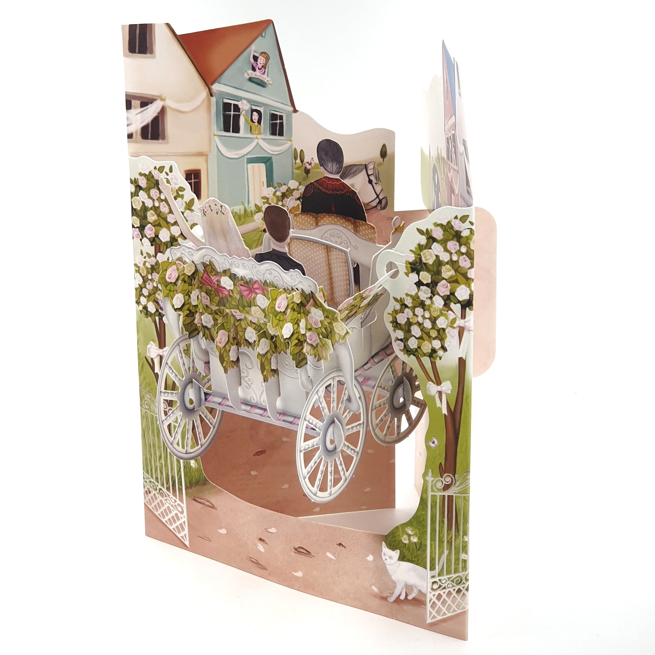 Felicitare 3D Swing Cards - Caleasca de nunta